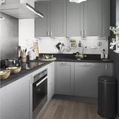 GoodHome Alpinia Matt Slate Grey Painted Wood Effect Shaker Tall Wall Cabinet Door (W)500mm (H)895mm (T)18mm -Trade Points Shop goodhome alpinia matt slate grey painted wood effect shaker tall wall cabinet door w 500mm h 895mm t 18mm5059340129624 20i