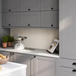GoodHome Alpinia Matt Slate Grey Painted Wood Effect Shaker Tall Wall Cabinet Door (W)500mm (H)895mm (T)18mm -Trade Points Shop goodhome alpinia matt slate grey painted wood effect shaker tall wall cabinet door w 500mm h 895mm t 18mm5059340129648 12i